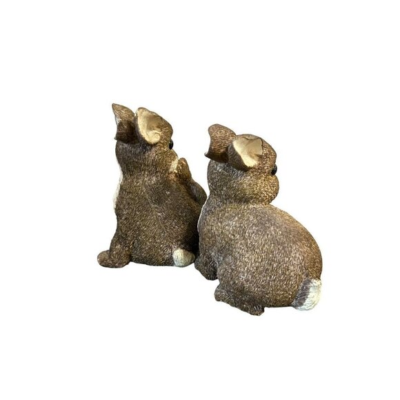 Naturecraft Pair Of Bunny Rabbit Resin Brown Tan White Cream Decor Statue Figuri - Picture 5 of 16